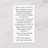 サンドミニクがロザリオ祈りの言葉カードを受け取る コーリングカード (裏面)