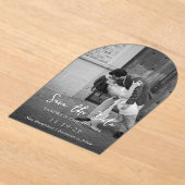 サンドラクラシックエレガントなウェディング日付を保存 アクリル招待状 (レイダウン)