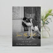 サンドラクラシックエレガントなウェディング日付を保存 箔招待状 (立ち正面)