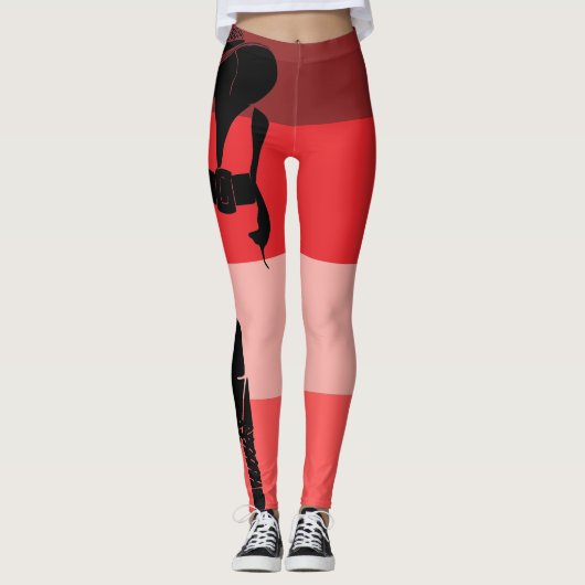 サンドレスに赤ピンクの黒の厚いシック レギンス (正面)