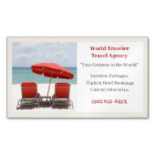 サンドレッドチェアエージェンシートラベルエージェントビーチ マグネット名刺 (正面)