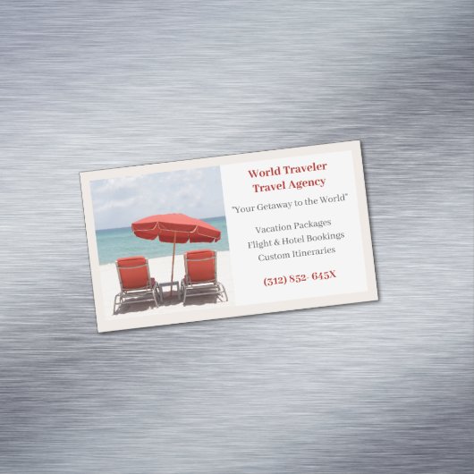 サンドレッドチェアエージェンシートラベルエージェントビーチ マグネット名刺 (インサイチュ)