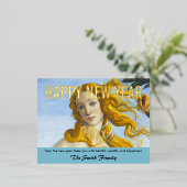 サンドロ・ボッティチェッリ - ヴィーナスの誕生  新年おめでとう 箔シーズンポストカード (立ち正面)