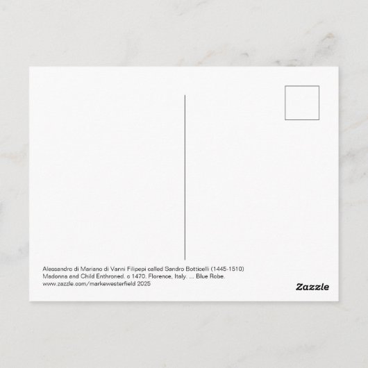 サンドロ・ボッティチェリマドンナと子c 1470 ポストカード (裏面)