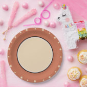 サンド水玉模様テラコッタホワイト ペーパープレート (パーティー)