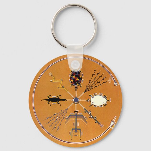 サンド絵画先住民アメリカ部族 キーホルダー (正面)