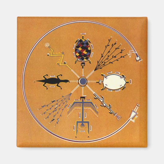 サンド絵画先住民アメリカ部族 マグネット (正面)