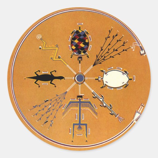 サンド絵画先住民アメリカ部族 ラウンドシール (正面)