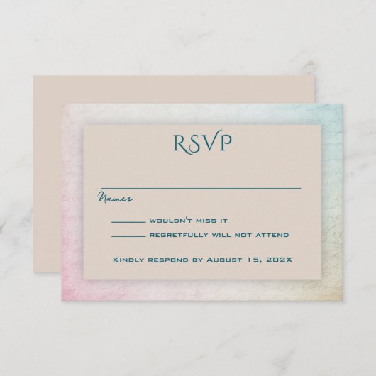 サンド タン シンプル 出席 RSVP (正面/裏面)