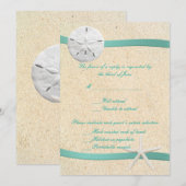 サンド・ダラー・ビーチ・ウェディング返信カード 招待状 (正面/裏面)