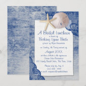 サンド ドルとレース ブルーの結婚前お披露目パーティー 招待状 (正面/裏面)