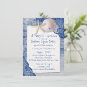 サンド ドルとレース ブルーの結婚前お披露目パーティー 招待状 (スタンド正面)