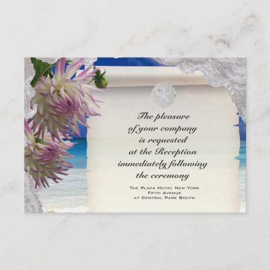 サンド ドル & ライス トロピカル レセプション カード (正面)