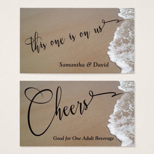 サンド&フォームビーチフォトイベントバー飲料チケット (正面&裏面)