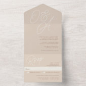 サンド |透かしモノグラム結婚のスクリプト オールインワン招待状 (内側)