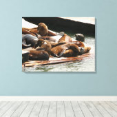 サンニング・シーライオンズ(サンフランシスコ) キャンバスプリント (インサイチュ (ウッドフロア))