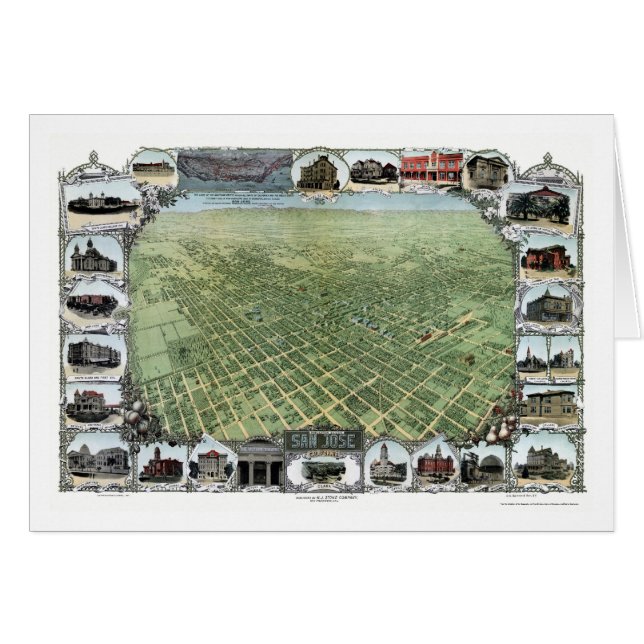 サンノゼのカリフォルニアのパノラマ式の地図- 1901年 (正面横)