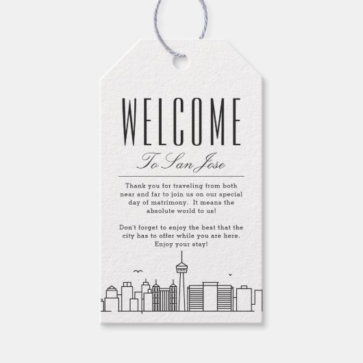 サンノゼのスカイライン | ウェルカムメッセージ ギフトタグ (正面)