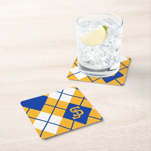 サンノゼの州のSpartansのアーガイル スクエアペーパーコースター (インサイチュ)