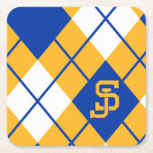 サンノゼの州のSpartansのアーガイル スクエアペーパーコースター (正面)