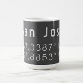 サンノゼの緯度と経度 コーヒーマグカップ (中央)