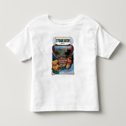 サンノゼのCaliforniaEmbarcaderoのナシのラベル トドラーTシャツ (正面)