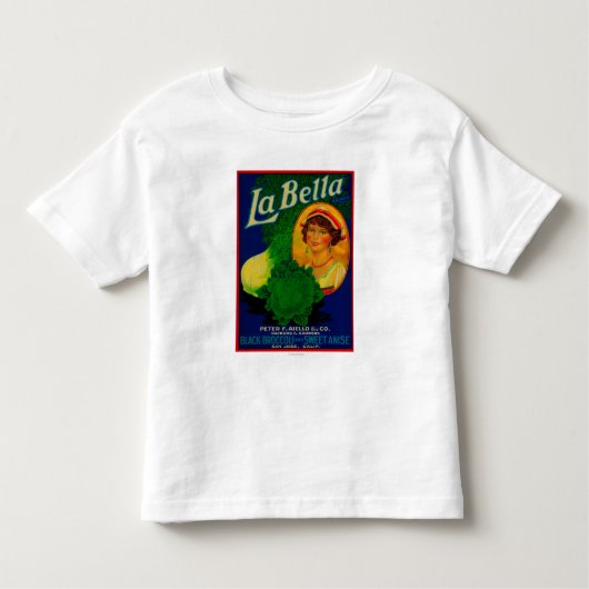 サンノゼのCaliforniaLa Bellaの野菜ラベル トドラーTシャツ (正面)