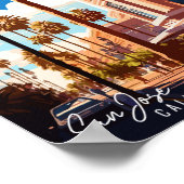 サンノゼカリフォルニアヴィンテージ旅行イラストレーション ポスター (角)