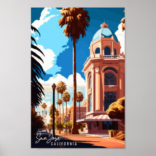 サンノゼカリフォルニアヴィンテージ旅行イラストレーション ポスター