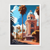 サンノゼカリフォルニアヴィンテージ旅行イラストレーション ポストカード (正面)