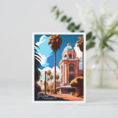 サンノゼカリフォルニアヴィンテージ旅行イラストレーション ポストカード (スタンド正面)