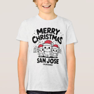 サンノゼシティカリフォルニアメリークリスマスキャッツUSA トライブレンドＴシャツ