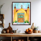 サンノゼデグラシアチャーチウォーターカラーニューメキシコ ポスター