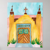 サンノゼデグラシアチャーチウォーターカラーニューメキシコ ポスター (正面)