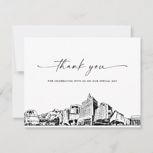 サンノゼ結婚スカイラインの写真サンキューカード 招待状 (正面)