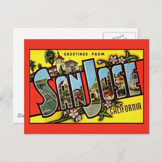 サンノゼ・カリフォルニアヴィンテージグリーティングポストカード ポストカード (正面/裏面)
