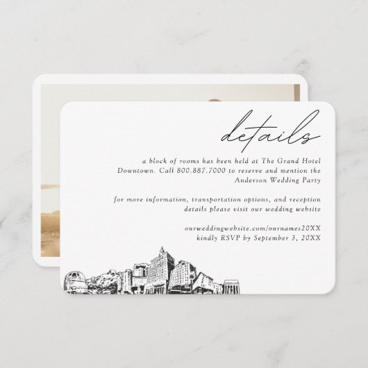 サンノゼCA結婚ズホテルルームブロック詳細 エンクロージャーカード (正面/裏面)