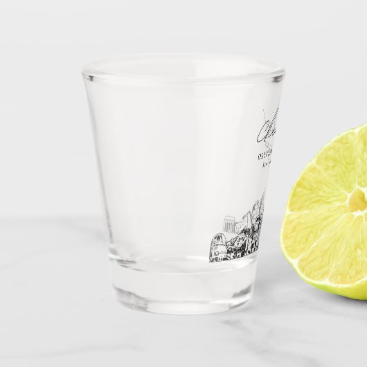 サンノゼCA結婚式の引き出物パーソナライズされた応援 ショットグラス (左)