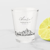 サンノゼCA結婚式の引き出物パーソナライズされた応援 ショットグラス (正面)