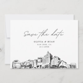 サンノゼCA結婚式の日付を保存モダン 招待状