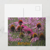 サンハット フラワーズ カスタム テキスト ハッピー バースデー ポストカード (正面/裏面)
