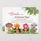 サンバのダンサーのカーニバルの招待状 招待状 (正面/裏面)