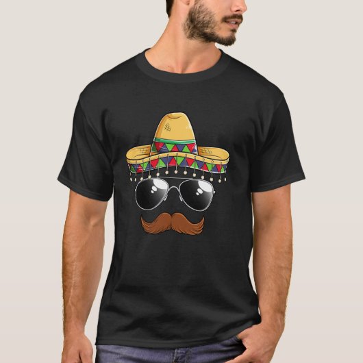 サンバイザー顔 シンコデマヨ パーティー 面白い メキシコ B Tシャツ (正面)