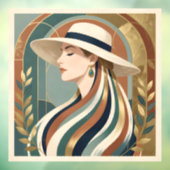 サンバイバーをかぶった女性 アールデコ ウィンドウサイン (シート3)