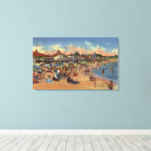 サンバザース&泳ぐ人オンボードウォーク&ビーチ キャンバスプリント (インサイチュ (ウッドフロア))