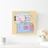 サンバザーズおもしろいアットビーチハンドドローアート スクエア壁時計 (ホーム)