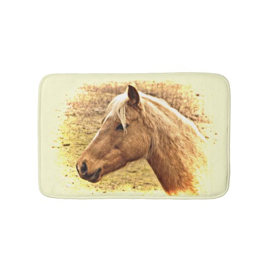 サンバスマットに金色の茶色の馬 バスマット (正面)