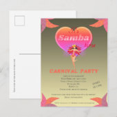 サンバダンスブラジルカーニバル招待状はがき インビテーションポストカード (正面/裏面)