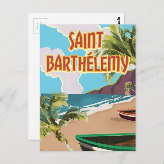 サンバルテレミーアイランドヴィンテージ旅行ポスター ポストカード (正面/裏面)