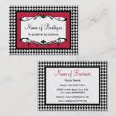 サンバレッド&ブラック千鳥格子の秋ファッション 名刺 (正面/裏面)